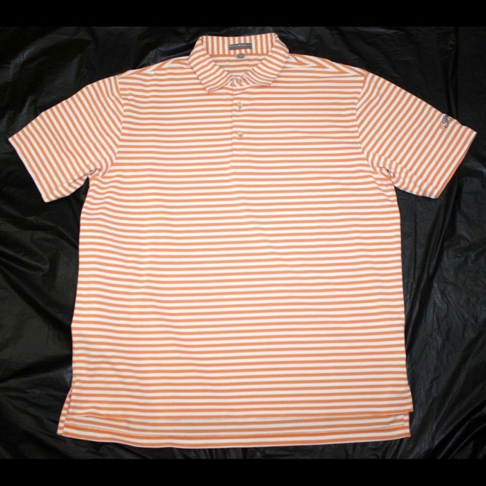 Peter Millar Summer Comfort Orange & White Polo XL